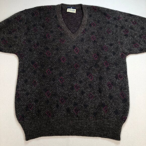 Ermenegildo Zegna Sweater Men's S Brown Geometric Wool Mohair Nylon V Neck HOLES - Picture 5 of 16